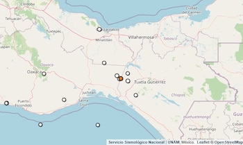 Temblor reportado en Chiapas.
(SSN)