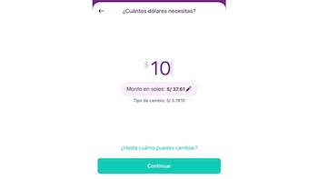 Transferencia de dólares en Yape: