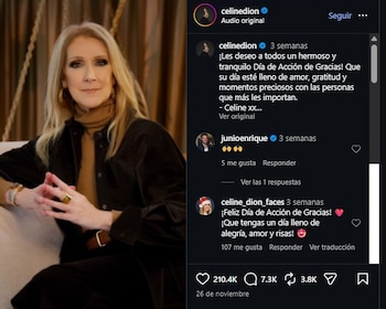 Céline Dion envío un mensaje