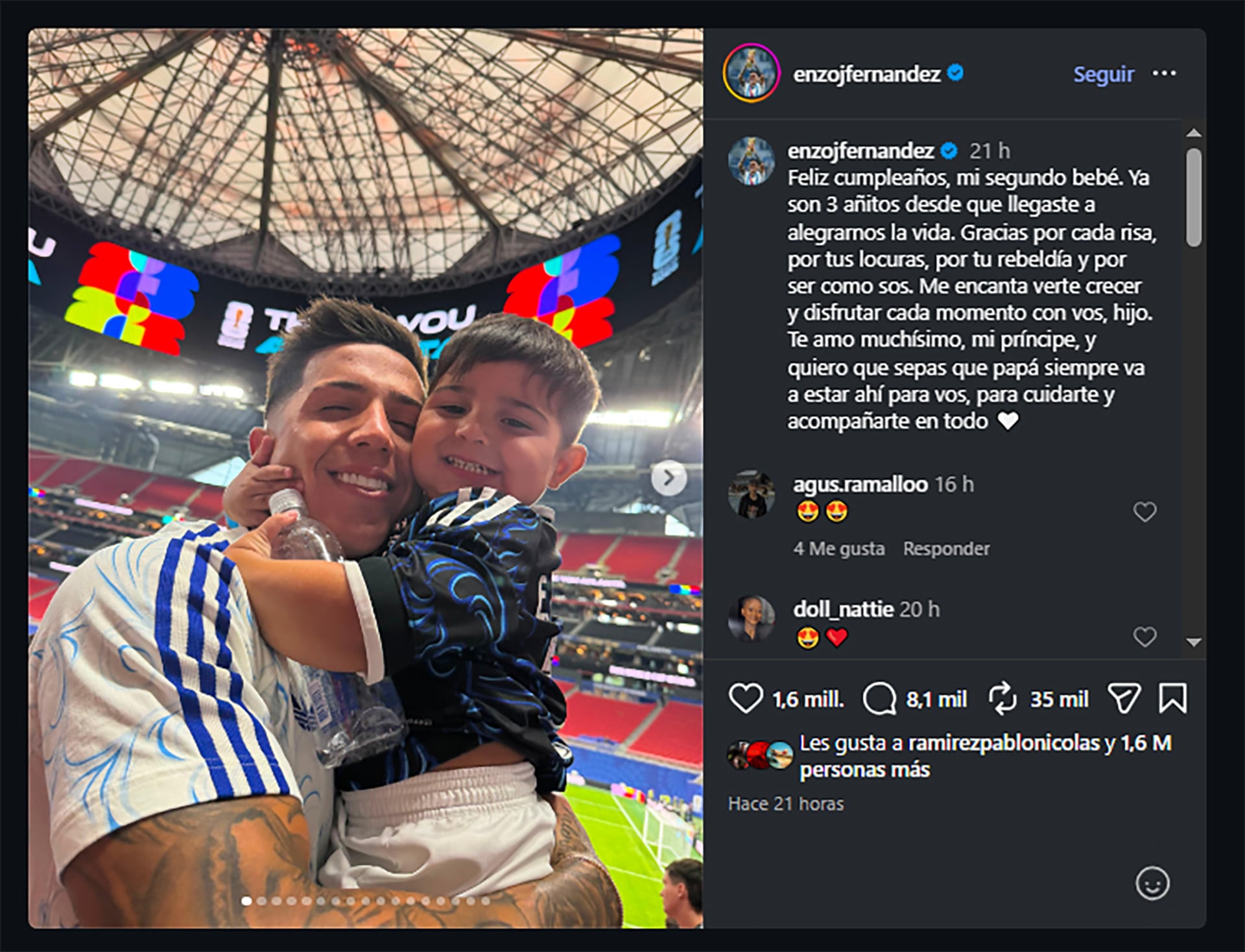 Enzo Fernandez cumpleaños Benja Fernández