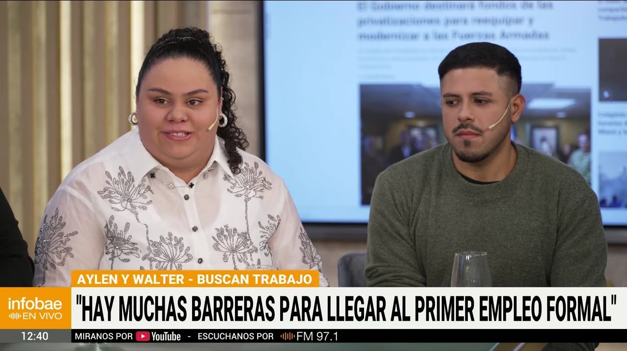 Aylén Pereyra y Walter Coronel, dos jóvenes de Berazategui, relatan las dificultades para acceder a oportunidades laborales pese a contar con formación y capacitación (Captura de video)