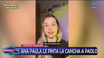 Captura de un programa de televisión con un video de Ana Paula Consorte hablando a la cámara y rótulos de texto en pantalla