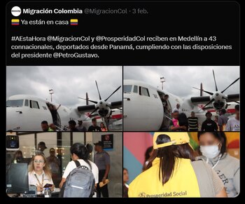 La publicación de Migración que confirmaría la presencia de personal del DPS en el momento - crédito @MigracionCol / X