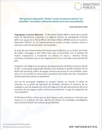 Las diligencias se desarrollan en La Unión, San Pedro de Copán y Cucuyagua, en el departamento de Copán. (Foto: Ministerio Público)