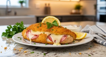 Suprema dorada recién gratinada, con