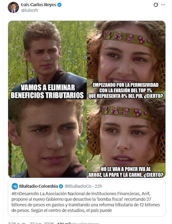 El exministro publicó un 'meme' donde cuestionó la propuesta de la Anif - crédito @luiscrh/X