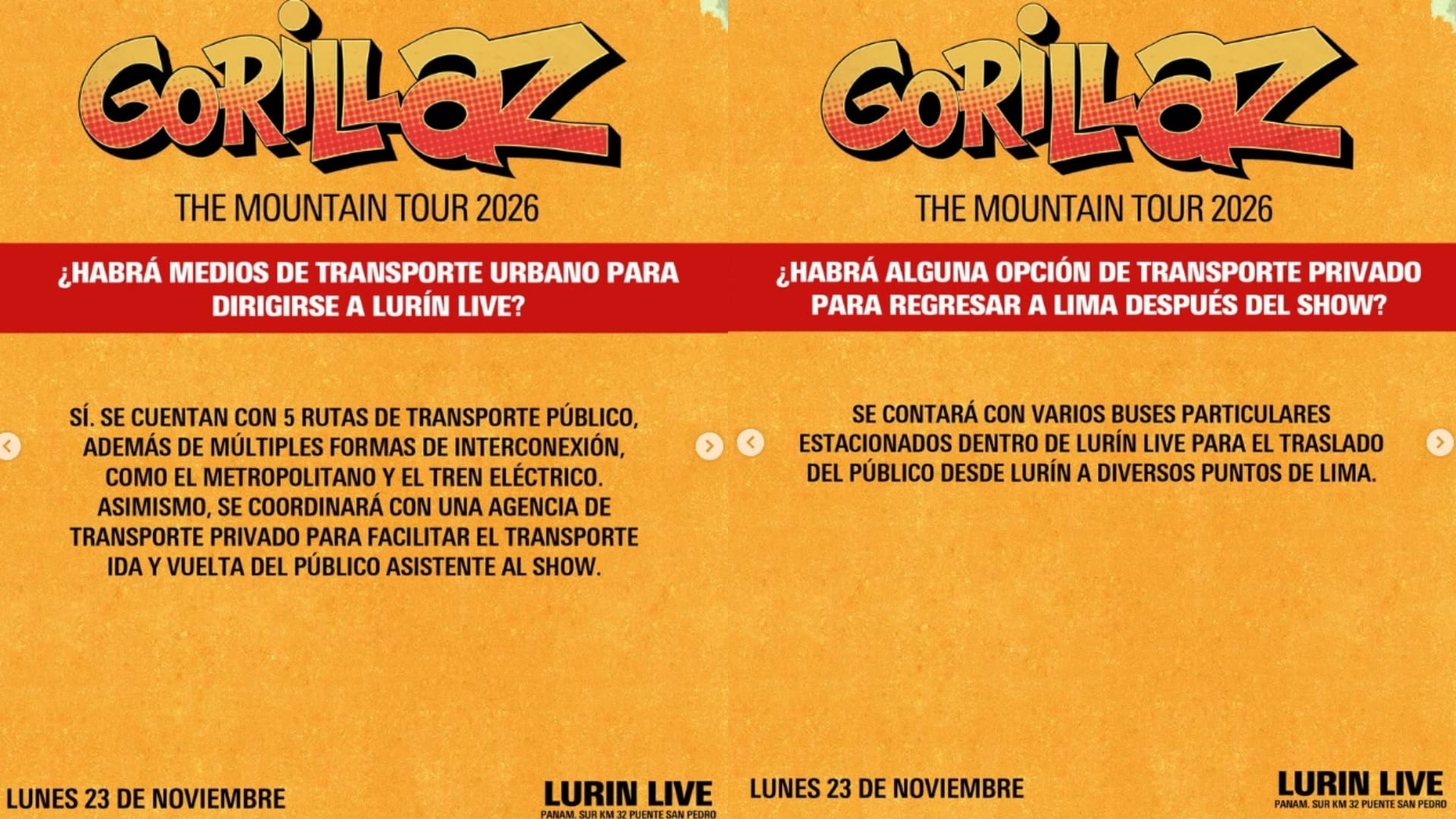 Gorillaz en Lurín Live: preguntas frecuentes de los asistentes al concierto. One Entertainment / Instagram