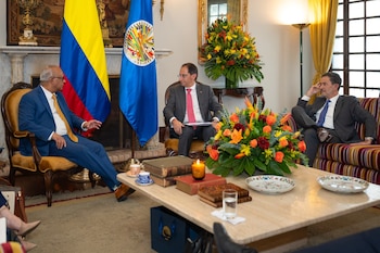 Reunión de José Manuel Restrepo con Albert Ramdin y Omar Bula