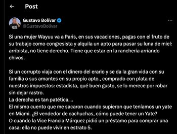 Gustavo Bolívar salió en defensa de la senadora Martha Peralta - crédito @GustavoBolivar
