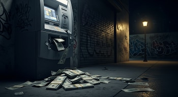 Un cajero automático vandalizado expulsa