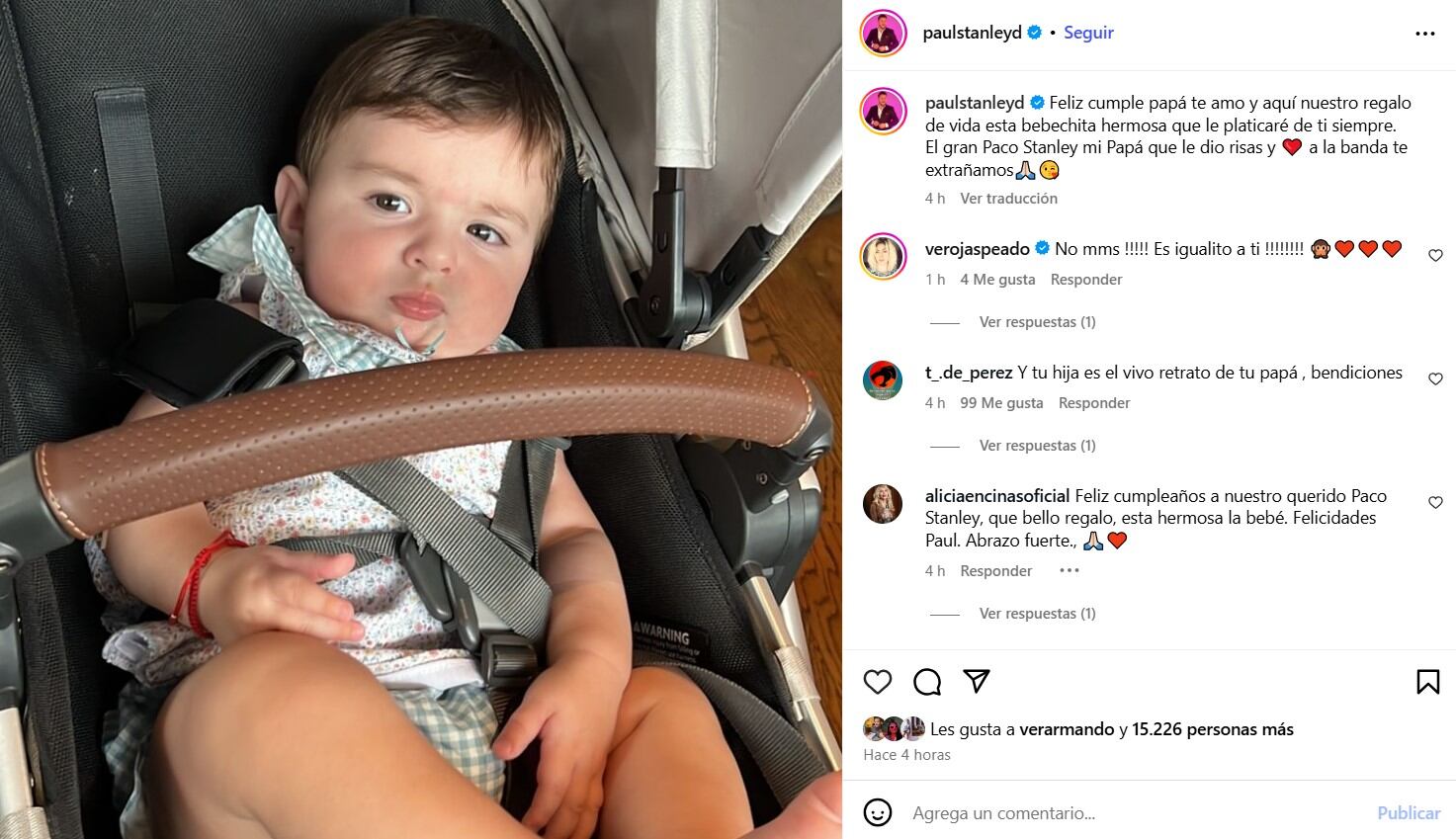 Paul Stanley comparte en Instagram un emotivo mensaje y foto junto a su hija en honor a Paco Stanley (IG)
