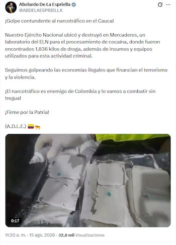 El presidente de la República, Abelardo de la Espriella, señaló que el narcotráfico es enemigo de Colombia y hay que combatirlo “sin tregua” - crédito @ABDELAESPRIELLA/X