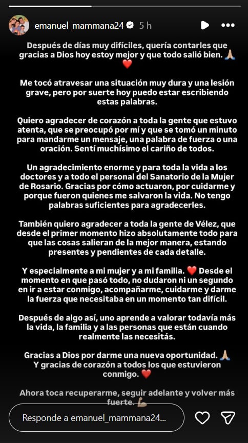 El comunicado de Mammana