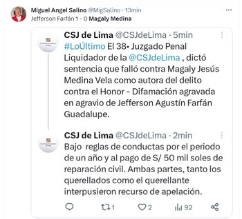 Reacciones en redes tras fallo del Poder Judicial. Foto: twitter.