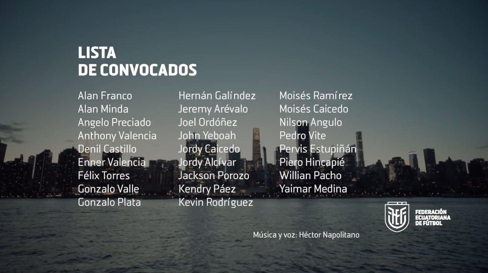 Los 26 convocados de Ecuador para el Mundial 2026. - captura: LaTri