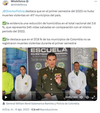 El Ministerio de Defensa comunicó