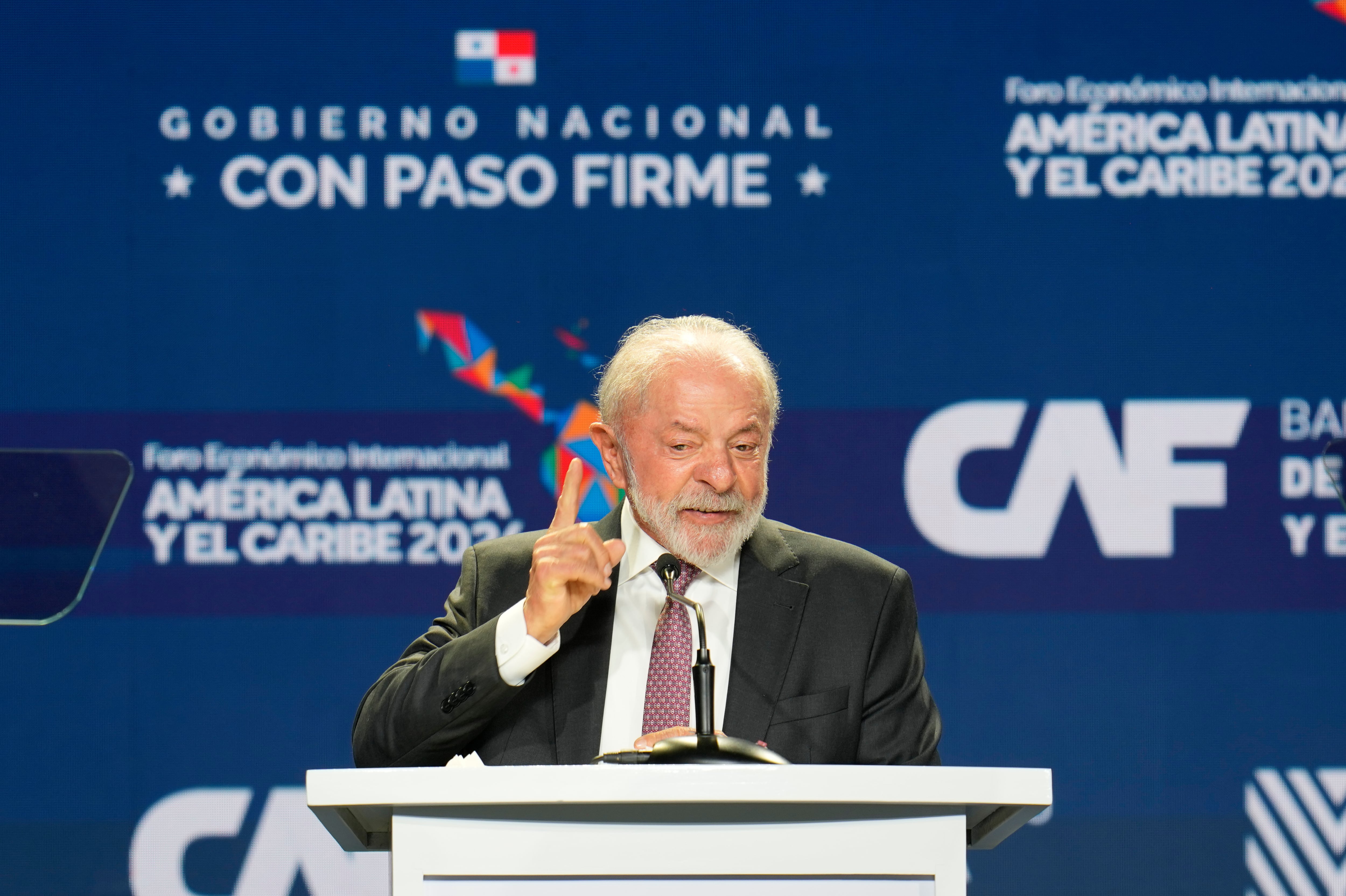 Lula da Silva, presidente de Brasil, durante su exposición en el foro económico(
AP Foto/Matías Delacroix)