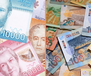 Billetes de pesos chilenos y