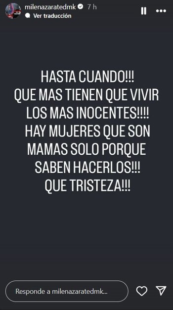 Milena Zárate expresa su indignación