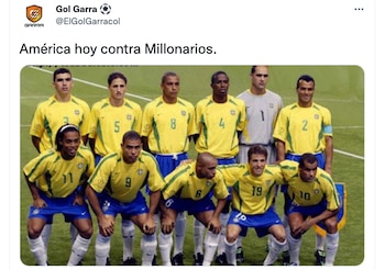 Memes del partido entre Millonarios y América (Liga BetPlay 2022-1, fecha 14). Captura de pantalla