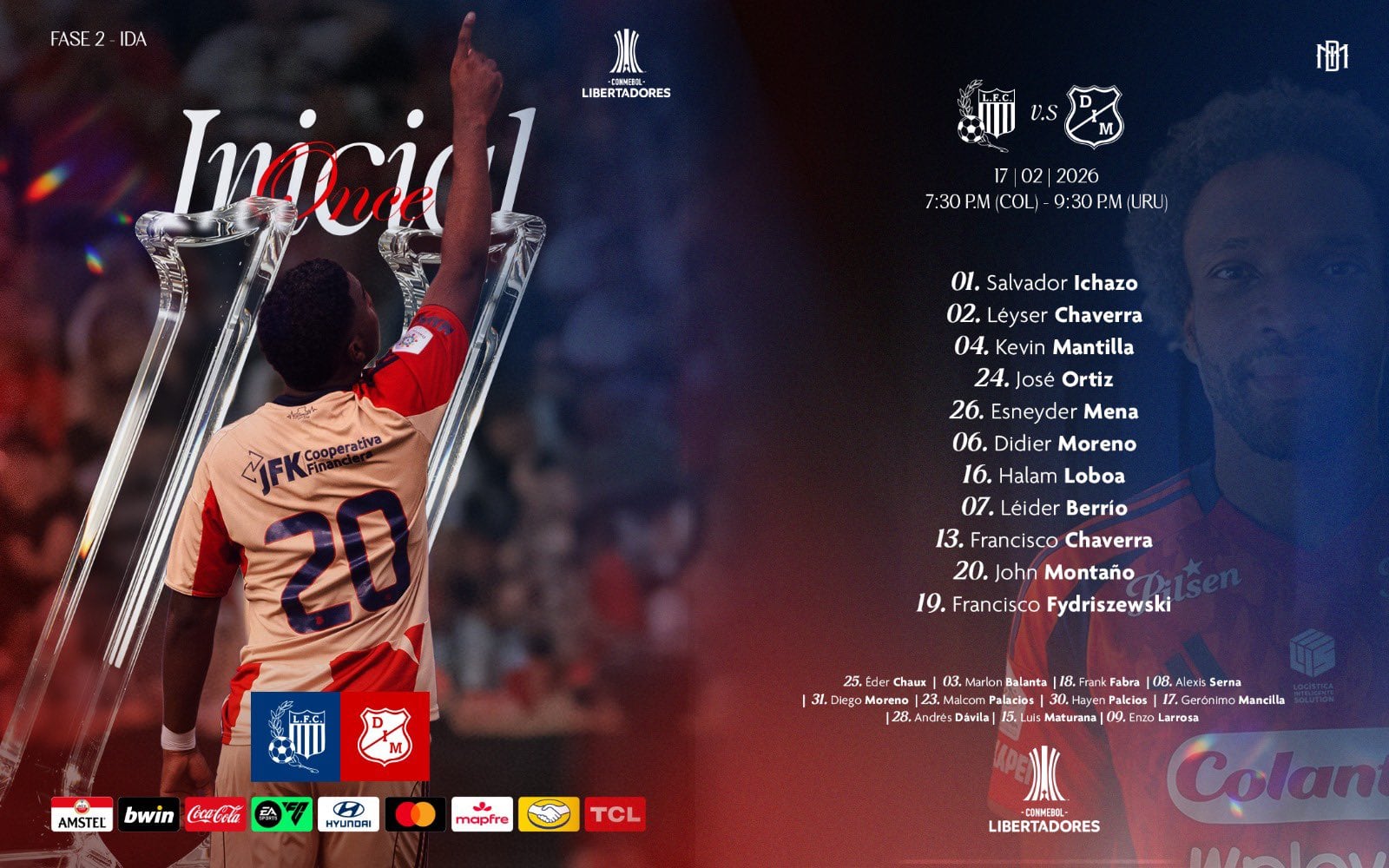 Alineación del Medellín en Montevideo, por la segunda fase previa de la Copa Libertadores - crédito DIM