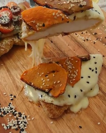 Milanesa con rodajas de calabaza