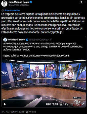 Juan Manuel Galán exigió protección