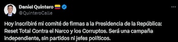 Daniel Quintero afirmó que su