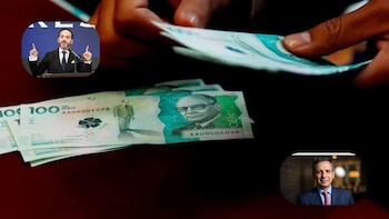Abelardo de la Espriella, presidente electo, y Miguel Goméz Martínez, ministro de Hacienda desifnado, encontrarán a Colombia con un déficit fiscal cercano al 6% - crédito Sergio Acero/Reuters - Luisa González/Reuters y Universidad del Rosario