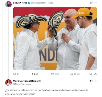 Usuarios respondieron a Mafe Carrascal con fotos suyas junto a Sandra Ramírez tras la polémica por Lamine Yamal - crédito X