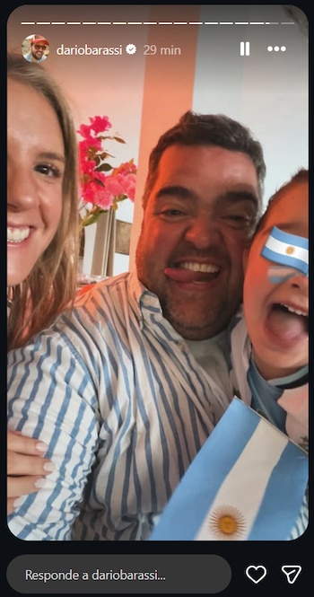 Darío Barassi celebró con un asado y su familia desde España