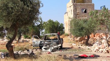 Una casa bombardeada en Binnish,