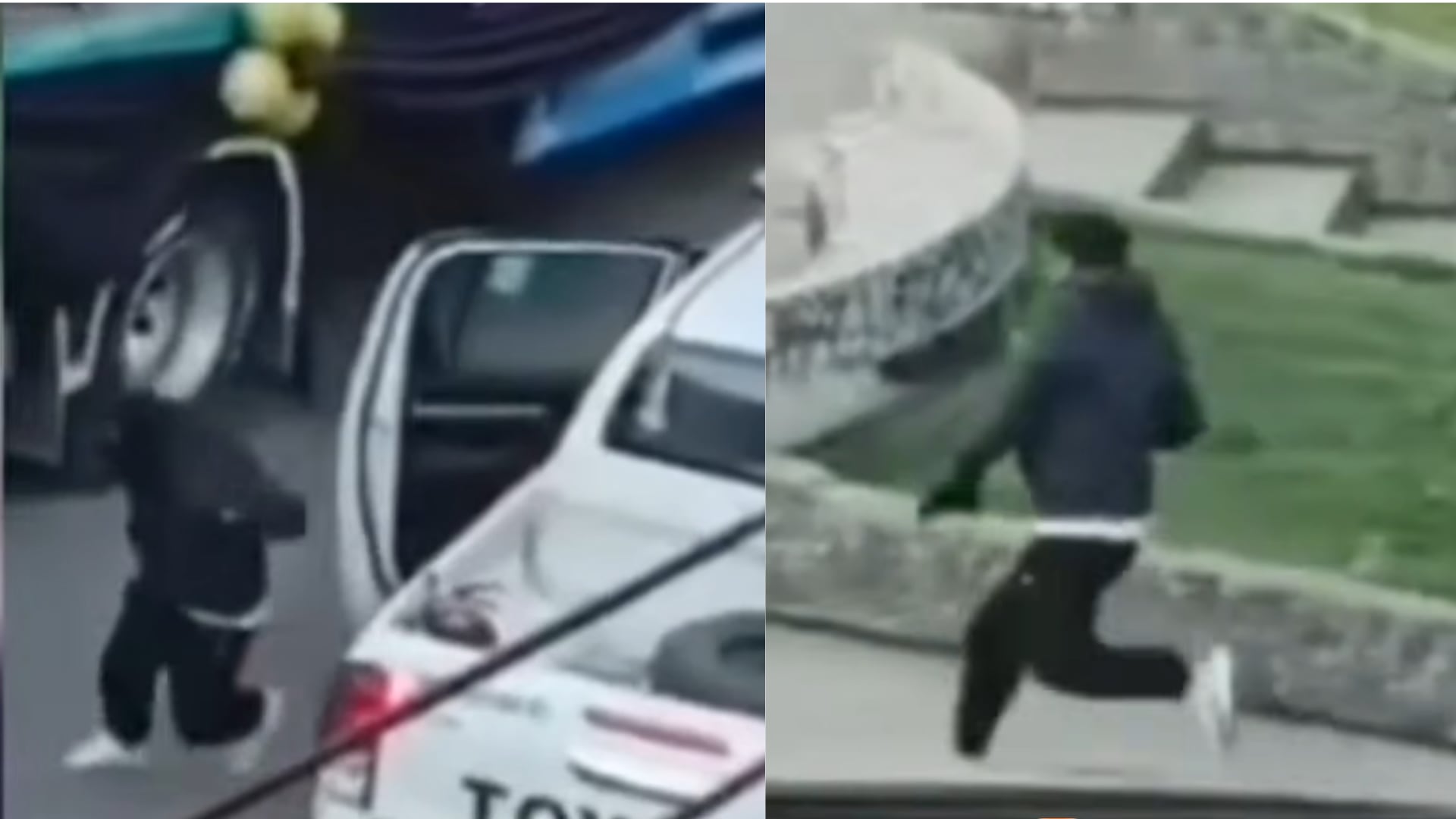 Un hombre intervenido escapa de un patrullero policial en la bajada de El Tambo en Huancayo antes de ser recapturado por los efectivos. (Composición: Infobae Perú)