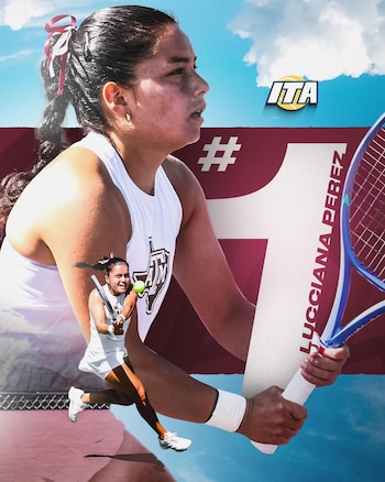 19 victorias en el año para Lucciana Pérez en el circuito estadounidense universitario. Crédito: Texas A&M Women's Tennis.