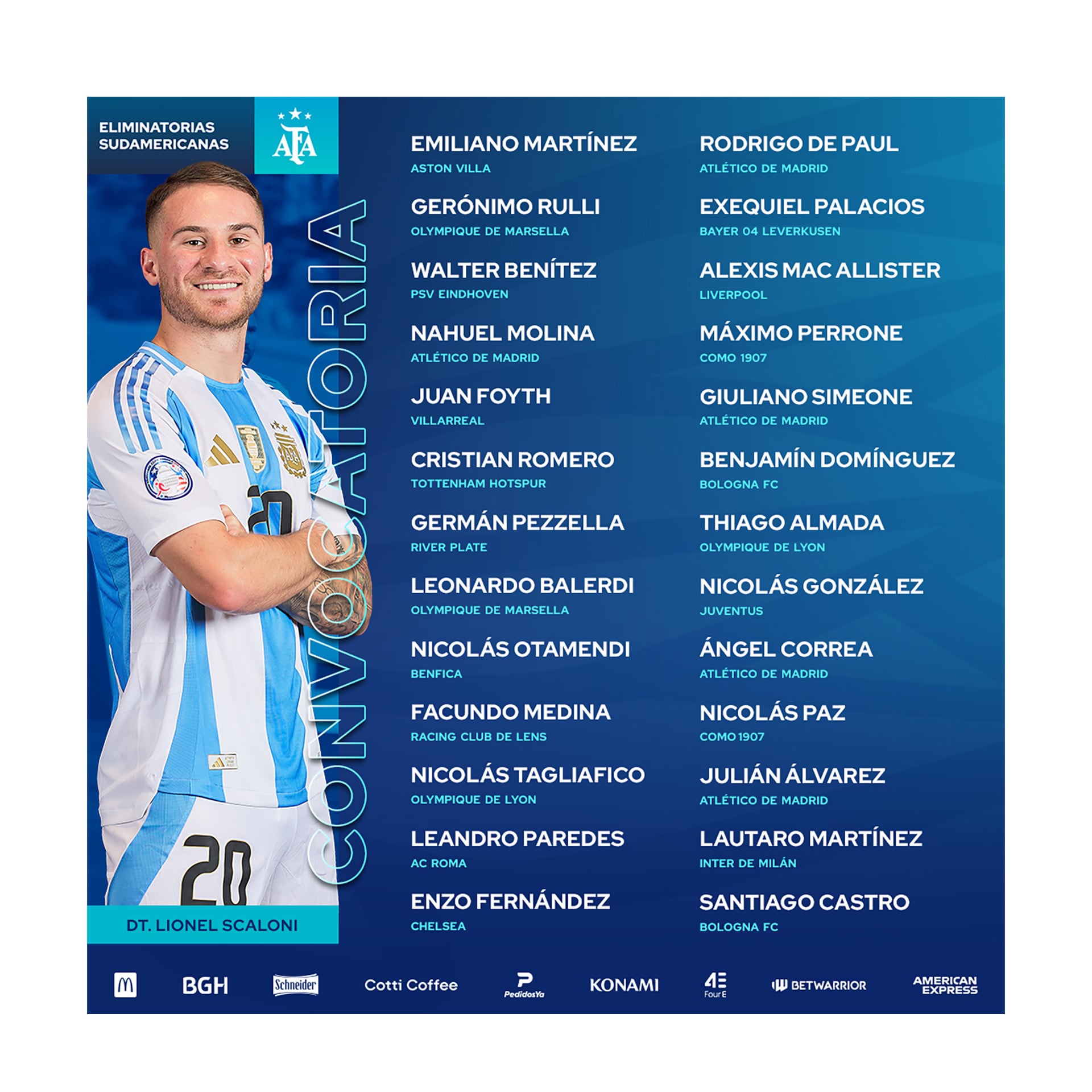 Benja Domínguez fue convocado a la selección argentina para los compromisos con Uruguay y Brasil