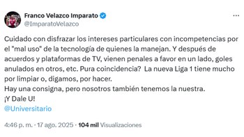 Franco Velazco, administrador de Universitario,