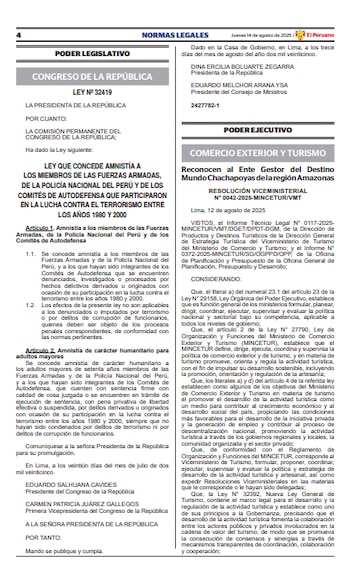 Oficializan ley de amnistía -