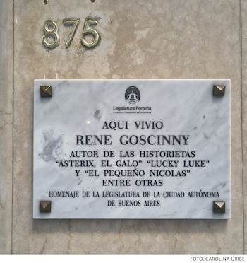 Placa en la casa donde vivio Goscinny en Buenos Aires
