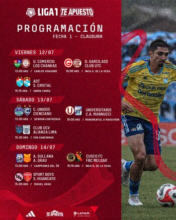 Programación de la fecha 1