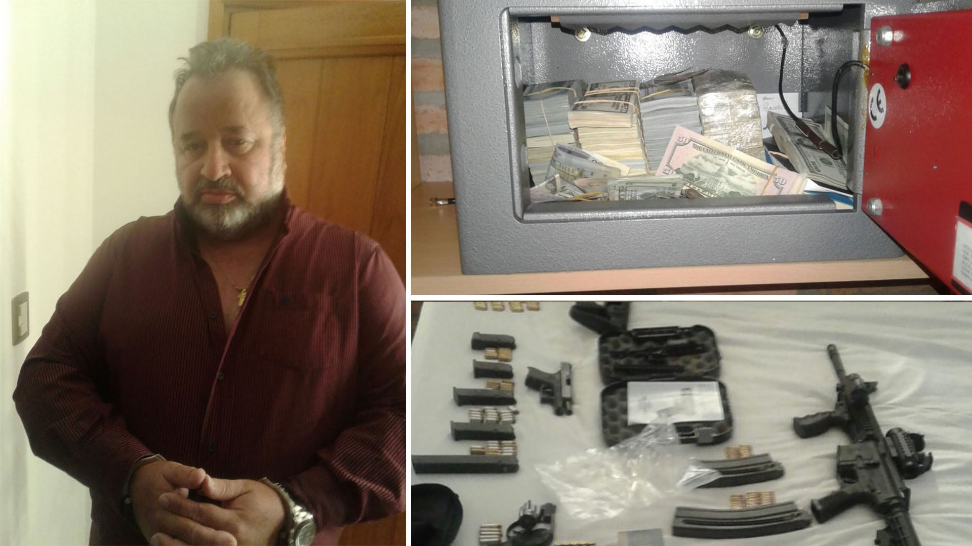 Imágenes del allanamiento en 2018 realizado por la justicia uruguaya en la chacra El Gran Chaparral. En la caja fuerte había medio millón de dólares; también descubrieron un puqueño arsenal