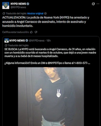 Ángel Carrasco, de 31 años, arrestado por el NYPD y acusado de asesinato e intento de homicidio tras una intensa búsqueda en El Bronx.