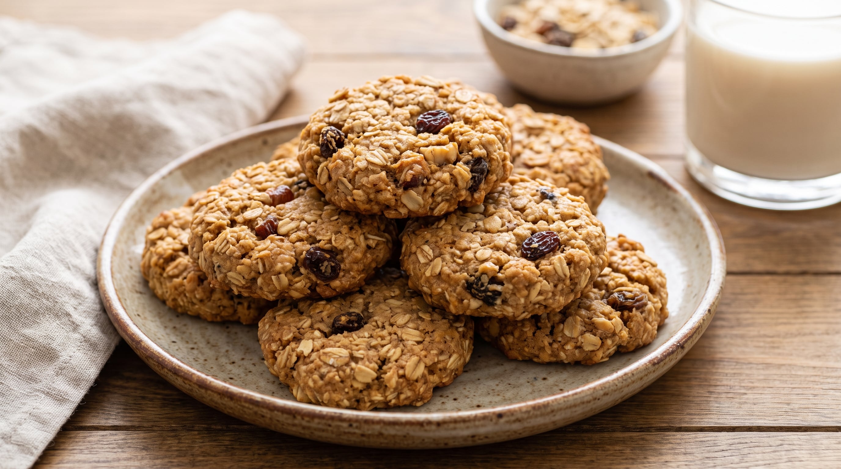 Las galletas veganas de avena con pasas o cerezas deshidratadas reemplazan ingredientes estimulantes y aportan fibra, magnesio, omega-3 y dulzor sin azúcar añadida (Imagen Ilustrativa Infobae)