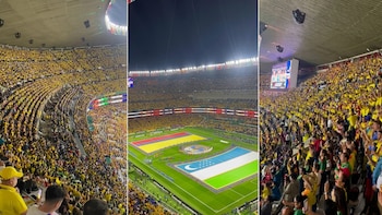 Así se vivió el inicio del encuentro entre la selección Colombia y Uzbekistán en el Estadio Azteca de México - crédito Jesús F. Beltrán/Infobae
