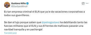 El exviceministro de Defensa cuestionó