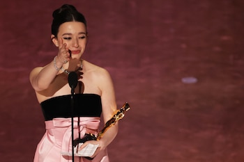 Mikey Madison wins the Oscar for Best Actress for "Anora" during the Oscars show at the 97th Academy Awards in Hollywood, Los Angeles, California, U.S., March 2, 2025.