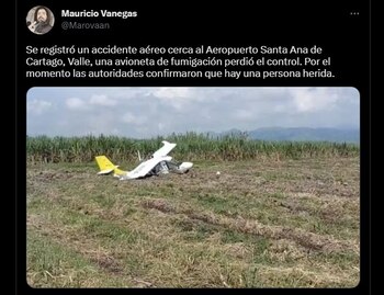 Accidente de avioneta en Cartago,