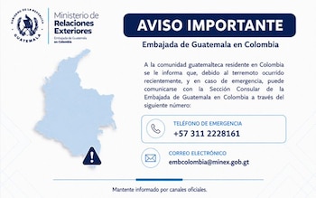 Guatemala recomendó a la comunidad de guatemaltecos en Colombia seguir las indicaciones de las autoridades y de los medios oficiales.