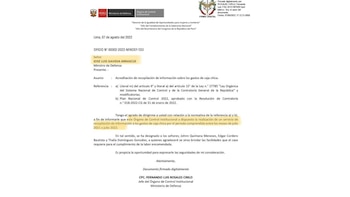 Comunicado del Ministerio de Defensa.