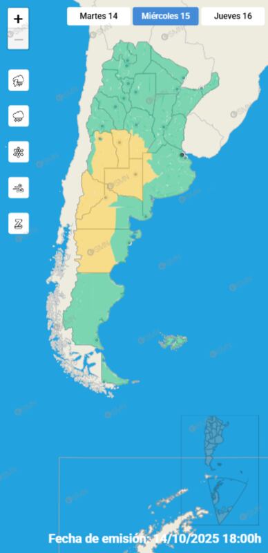 El SMN no anticipa precipitaciones para el fin de semana en el pronóstico extendido hasta el domingo