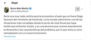 Bruce Mac Master lamentó la